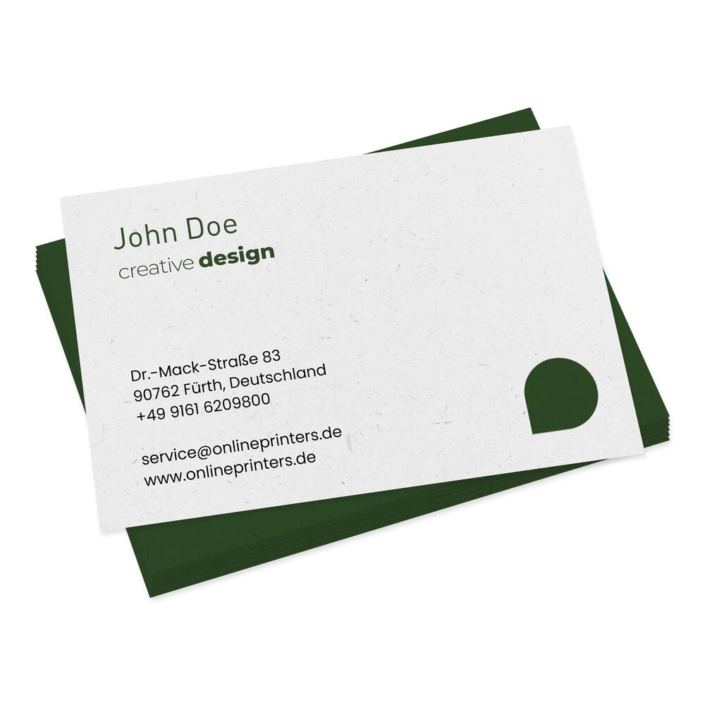100 Öko Visitenkarten drucken | 85x55mm | beidseitig bedruckt matt