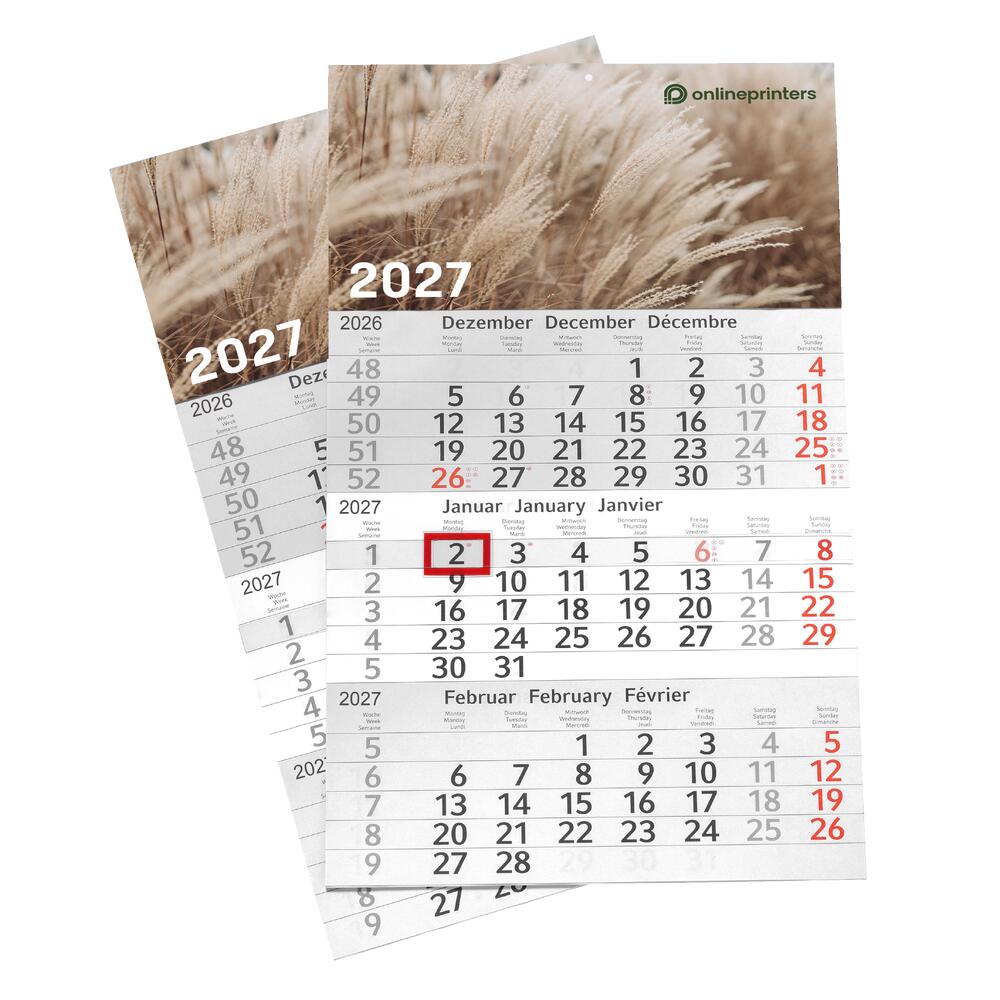 10 Monatskalender bedrucken, Einblatt, Online gestalten