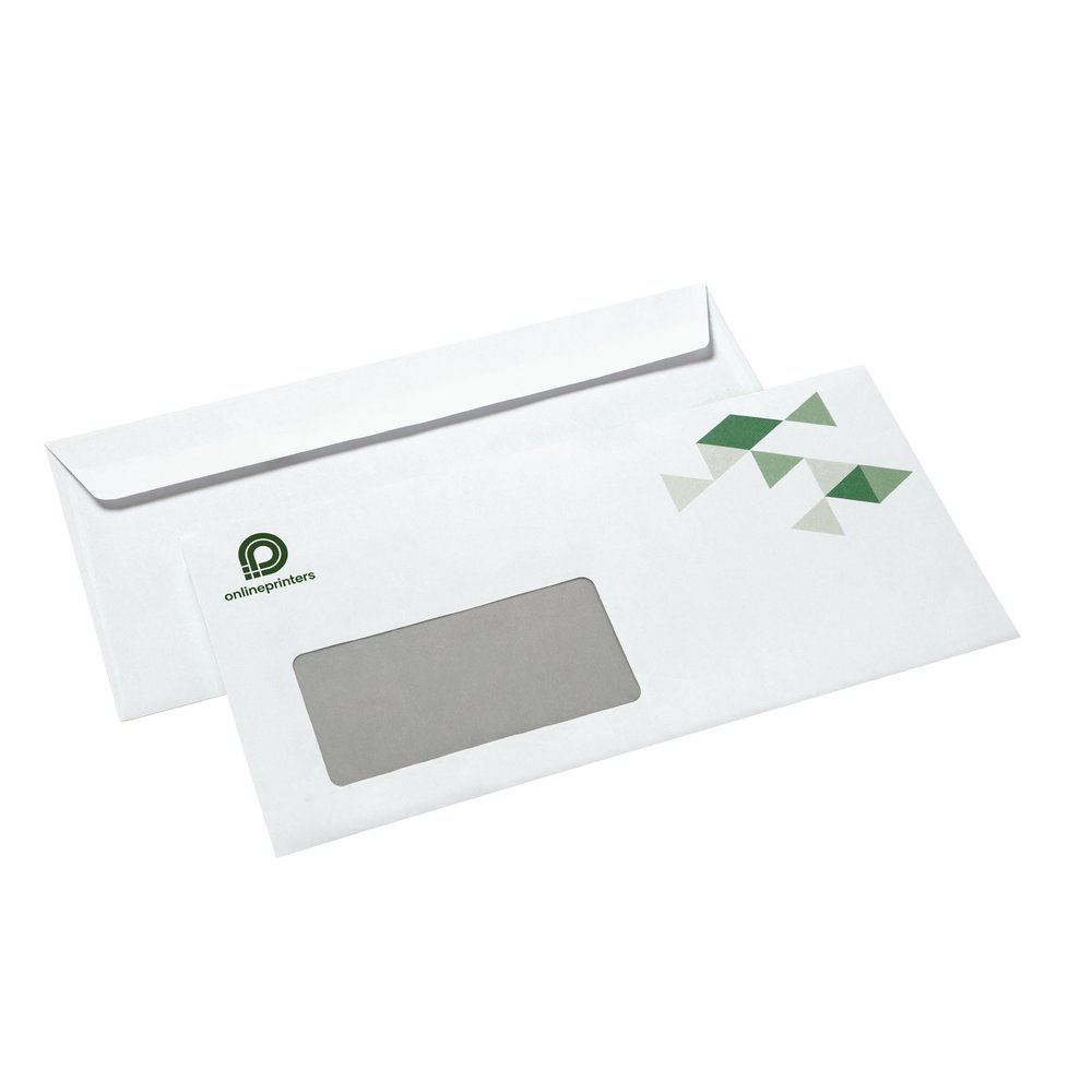 1000 Briefumschläge bedrucken | DIN lang | ohne Fenster | mit Haftklebestreifen | beidseitig bedruckt | 80g/m² Offsetpapier