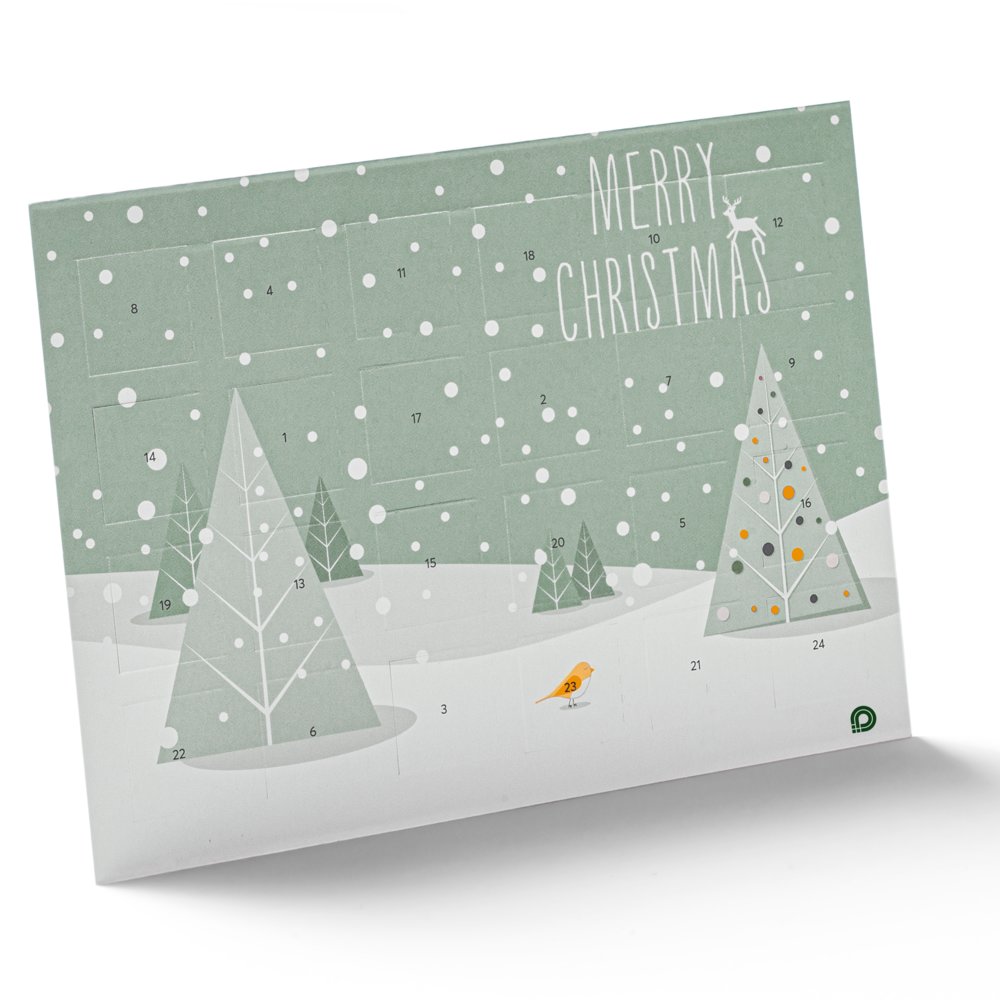 500 Postkarten-Adventskalender DIN A6 bedrucken, 24 Postkarten-Türchen, 4/4-farbig