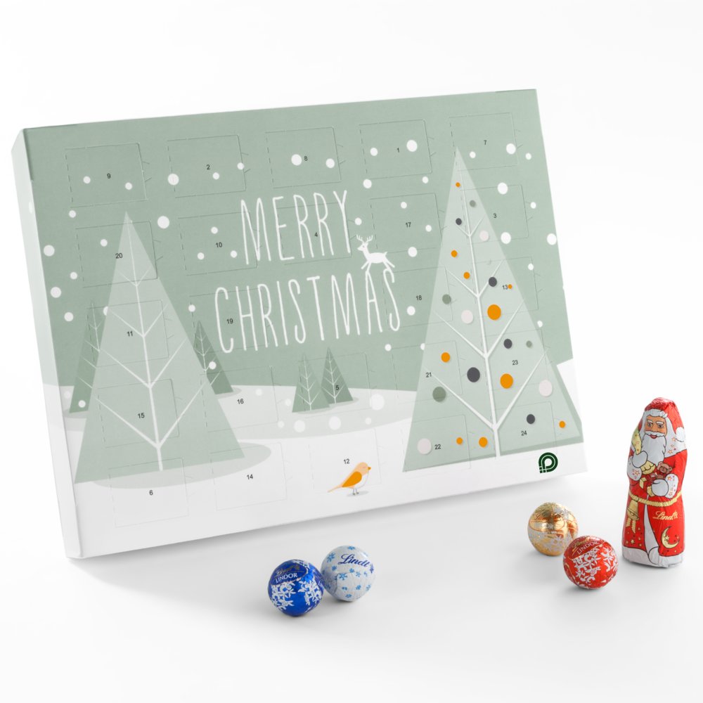100 Lindt Tisch-Adventskalender mit Logo bedrucken, 24 Lindt Minis inkl. LINDOR