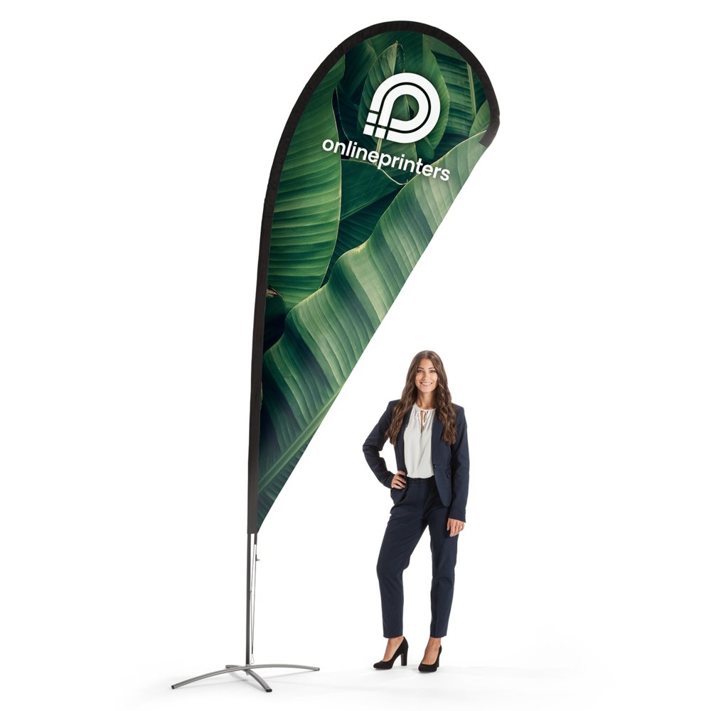 Beachflag bedrucken | 105x338cm | inkl. Kreuzfuß & Transporttasche | 110 g/m² Flaggenstoff