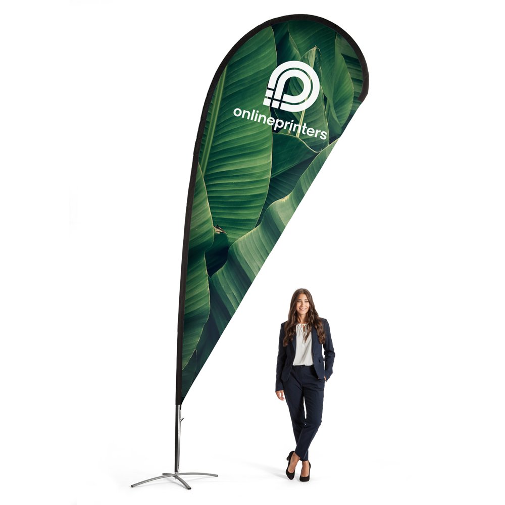 Beachflag bedrucken | 133x420cm | inkl. Kreuzfuß & Transporttasche | 110 g/m² Flaggenstoff