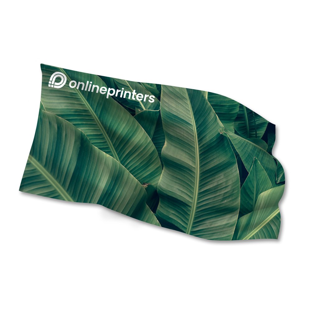 Flagge mit 2 Ösen bedrucken lassen | Freiformat ab 100,0 x 50,0 cm | 110 g/m² Flaggenstoff