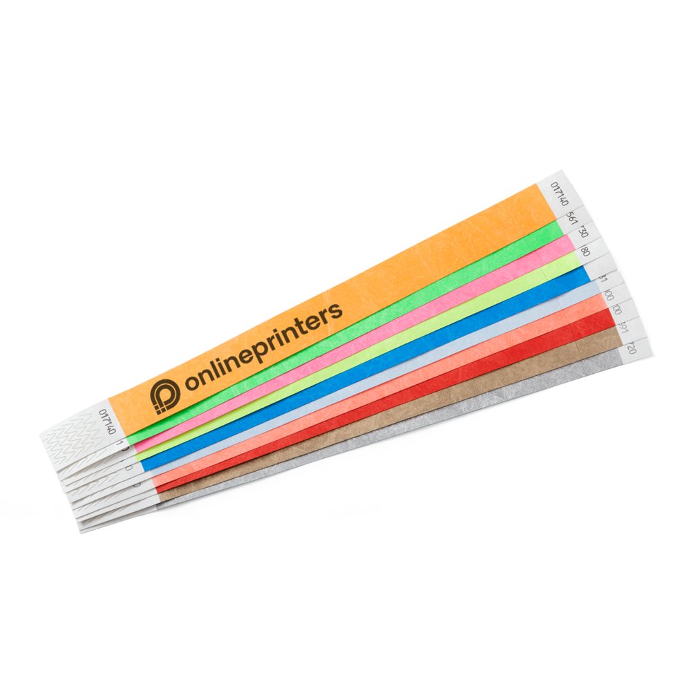 100 Einlassbänder aus Tyvek-Papier mit Ihrem Logo bedrucken - 25,5 x 1,9 cm