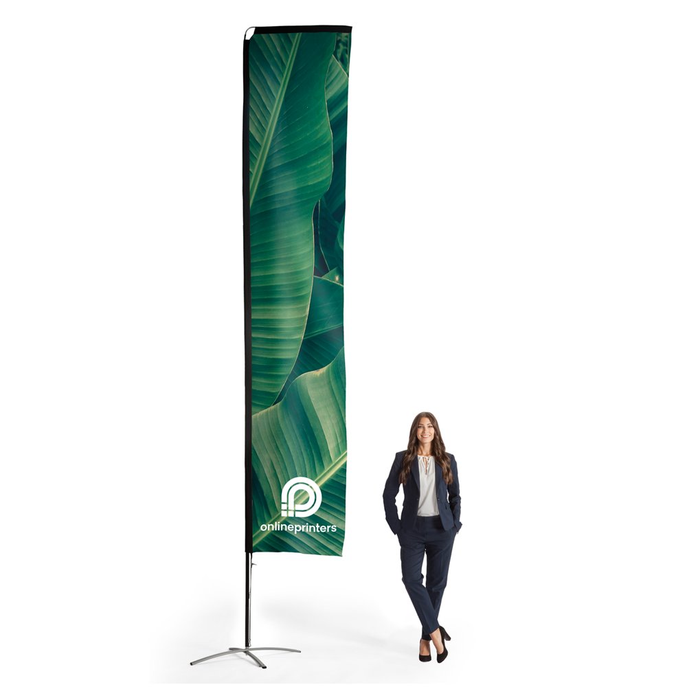 Squareflag bedrucken | 89x448cm | inkl. Kreuzfuß & Transporttasche | 110 g/m² Flaggenstoff