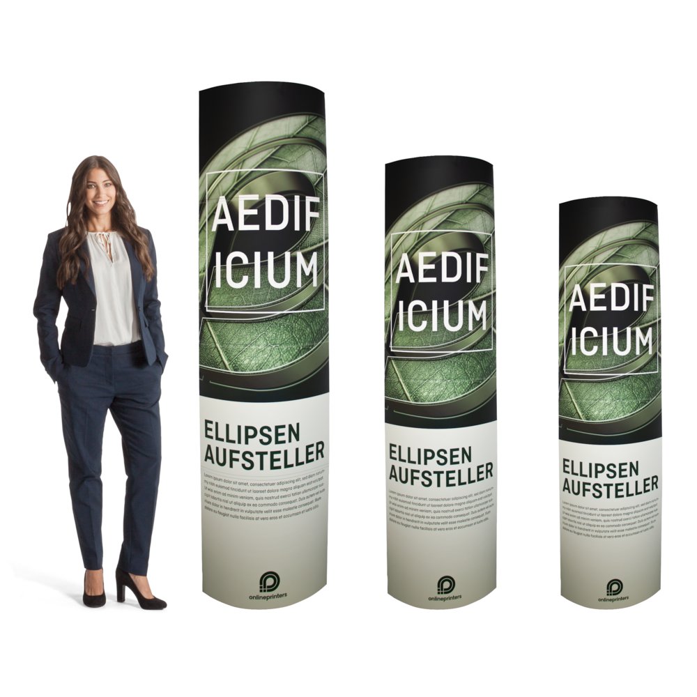 Ellipsenaufsteller mit Druck | 53 x 151 cm