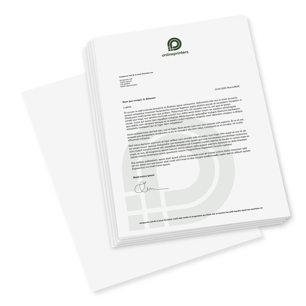 500 Blatt Briefpapier DIN A4 drucken | einseitig bedruckt | 90 g/m² Offsetpapier