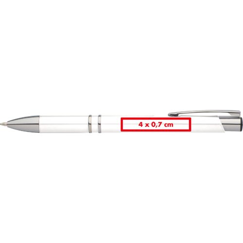 Weier Metall-Kugelschreiber mit Clip und Druckknopf.