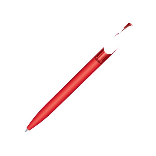 Roter Kugelschreiber aus Kunststoff mit Druckmechanik.