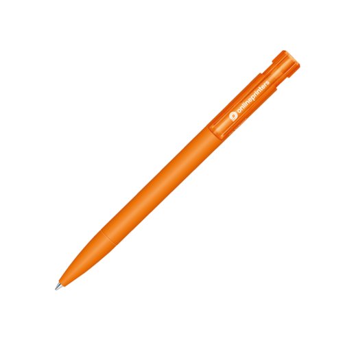 Oranger Bio-Druckkugelschreiber mit Clip.