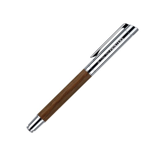 Brauner Holzschaft-F�llfederhalter mit Kappe und Metallclip.
