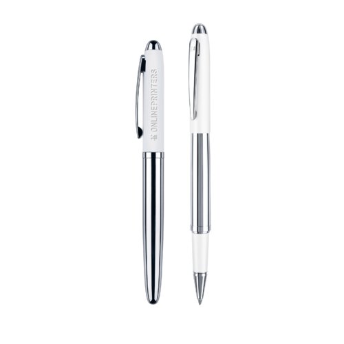 Weier Rollerball mit Metallelementen und Soft-Touch-Oberflche.
