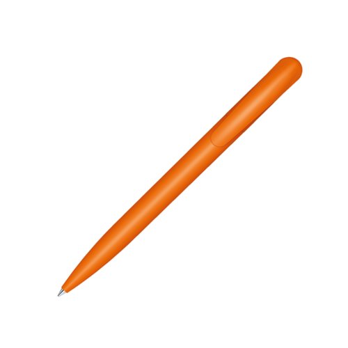 Oranger Kunststoff-Kugelschreiber mit Clip und Druckmechanismus.