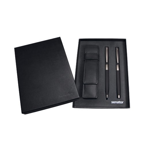 senator® Black Line Set Kugelschreiber und Füllhalter mit Lederetui 2