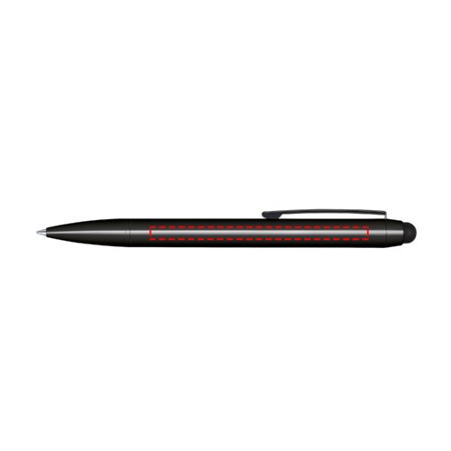 Schwarzer Kugelschreiber mit Drehmechanismus und Touchpad-Stift.