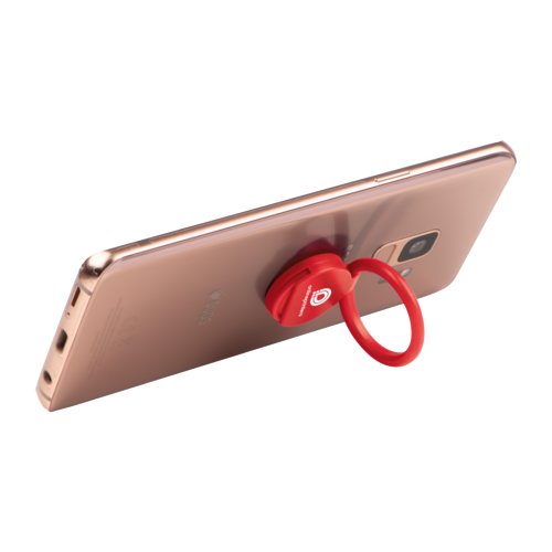 Roter Handyhalter mit Ring.