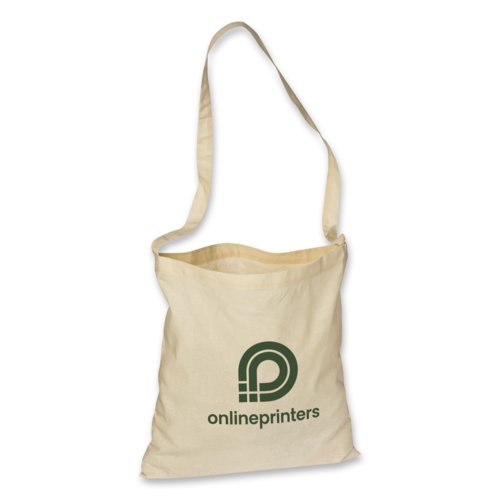 Naturfarbene Baumwolltasche mit Schultergurt.