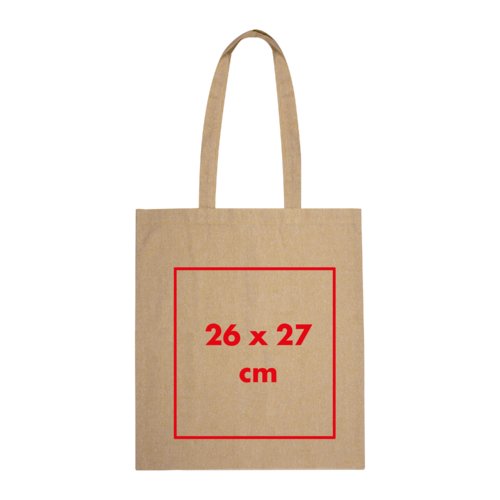Recycelte Baumwoll-Tasche mit Tragegriffen.