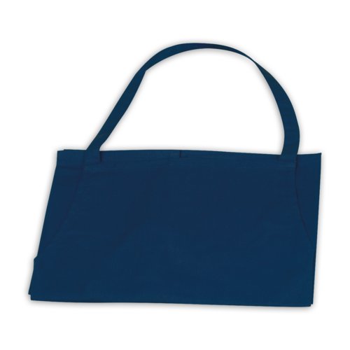 Dunkelblaue Baumwollschrze mit verstellbarem Nackenband.