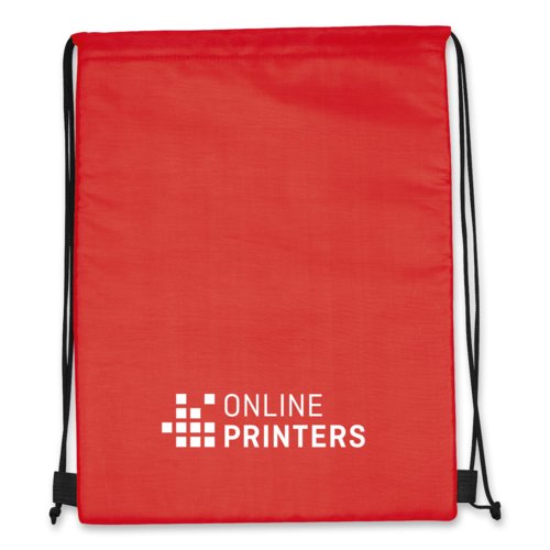 Roter 2-in-1 Sportbeutel/Khltasche aus Stoff mit Kordelzug.