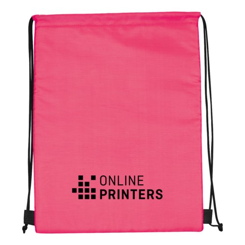 Pinke Khltasche/Sportbeutel mit Kordelzug.