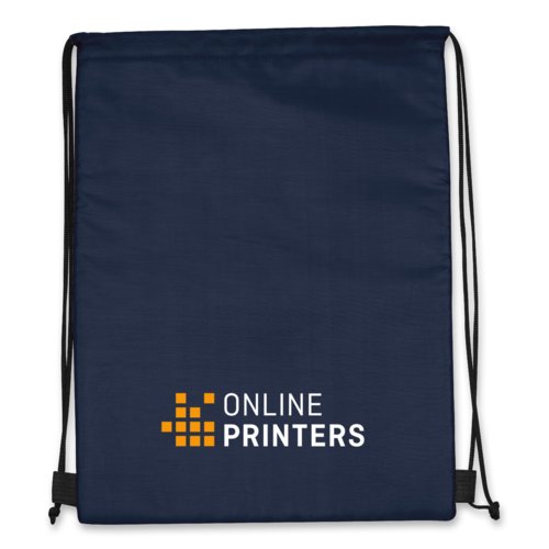 Dunkelblaue Khltasche/Sportbeutel mit Kordelzug.