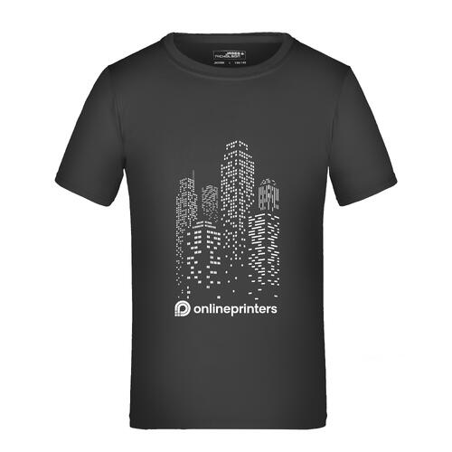 Schwarzes Kinder-T-Shirt aus Polyester mit kurzen �rmeln.