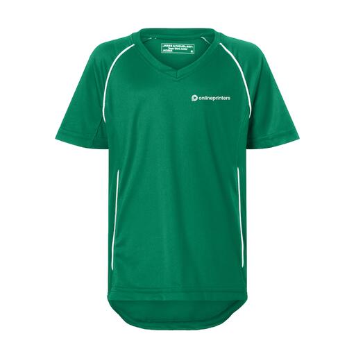 Sportliches Kinder-T-Shirt mit V-Ausschnitt und kurzen �rmeln.