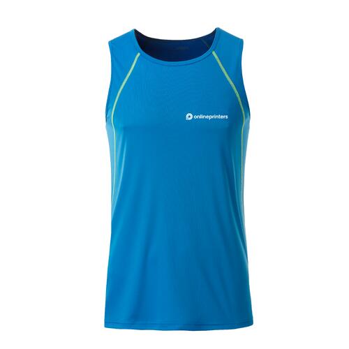 Blaues und neongelbes Tanktop aus Polyester f�r Herren.