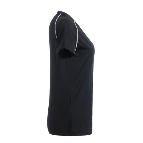 Schwarz-wei�es Polyester T-Shirt f�r Damen mit kurzen �rmeln.