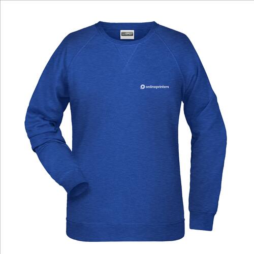 Blau meliertes Baumwoll-Polyester-Sweatshirt f�r Damen.
