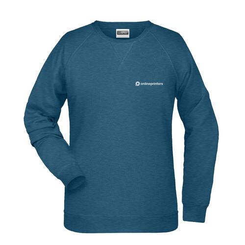 Petrol meliertes Baumwoll-Polyester-Sweatshirt f�r Damen.