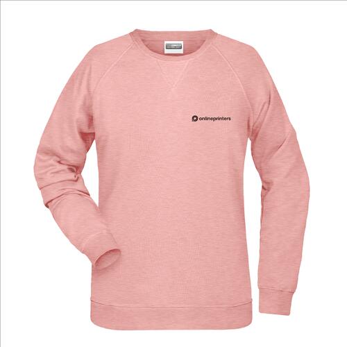 Rosa meliertes Baumwoll-Polyester-Sweatshirt f�r Damen.