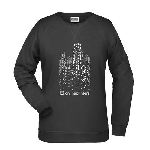 Schwarzes Baumwoll-Polyester-Sweatshirt f�r Damen.