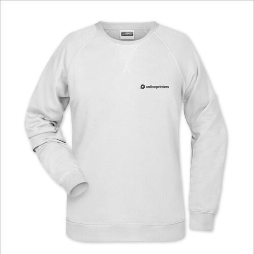 Wei�es Baumwoll-Polyester-Damen Sweatshirt mit langen �rmeln.
