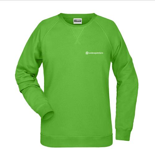 Apfelgr�nes Damen-Sweatshirt aus Baumwollmischung mit langen �rmeln.