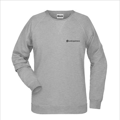 Grau meliertes Damen-Sweatshirt aus Baumwollmischgewebe mit langen �rmeln.