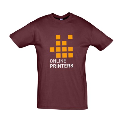 Burgunderrotes Baumwoll-T-Shirt, Unisex-Schnitt.