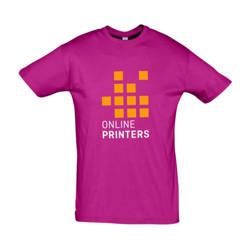 Fuchsiafarbenes Baumwoll-T-Shirt mit kurzen rmeln.