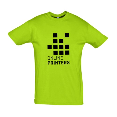 Apfelgrnes Baumwoll-T-Shirt mit kurzen rmeln und Rundhalsausschnitt.