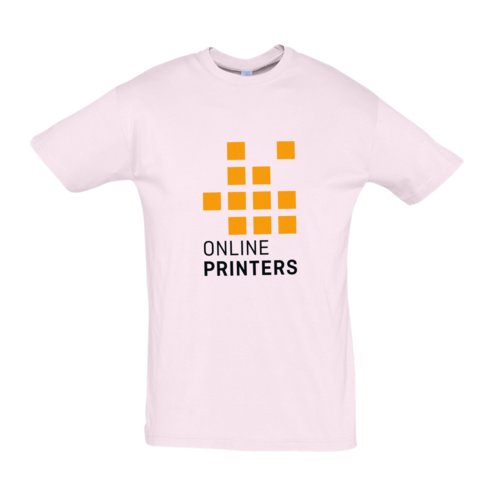Hellrosa Baumwoll-T-Shirt mit kurzen rmeln, Unisex-Schnitt.