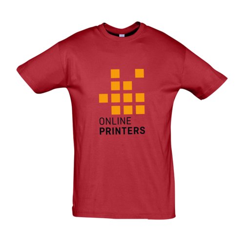 Rotes Baumwoll-T-Shirt, Unisex, mit kurzen rmeln.