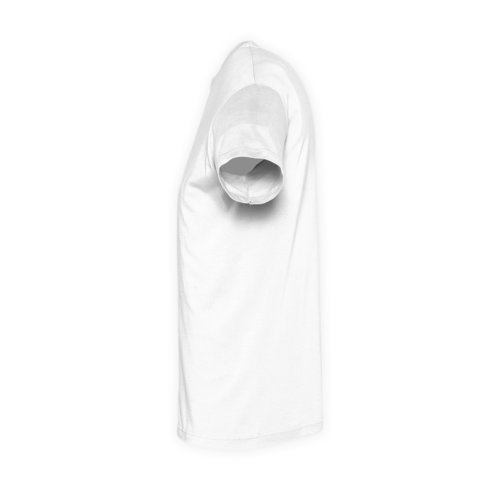 Weies Unisex-T-Shirt aus Baumwolle mit kurzen rmeln.