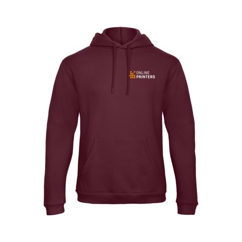 Burgunderfarbener Hoodie aus Baumwollmischgewebe mit Kapuze und Kngurutasche.