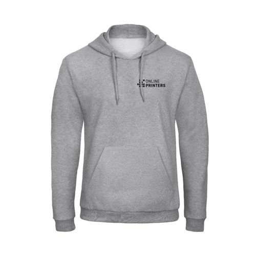 Grau melierter Hoodie aus Baumwollmischung mit Kapuze und Kngurutasche.