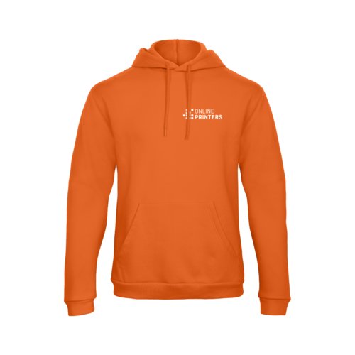 Oranger Hoodie aus Mischgewebe mit Kapuze und Kngurutasche.