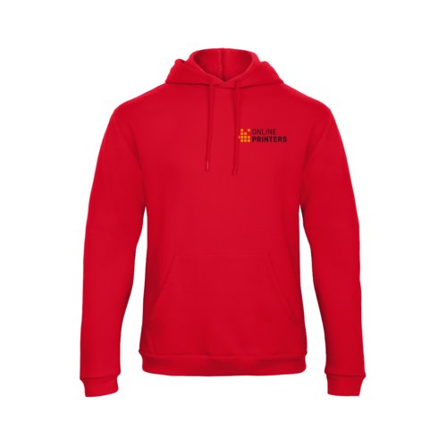 Roter Hoodie aus Baumwollmischung mit Kapuze und Kngurutasche.