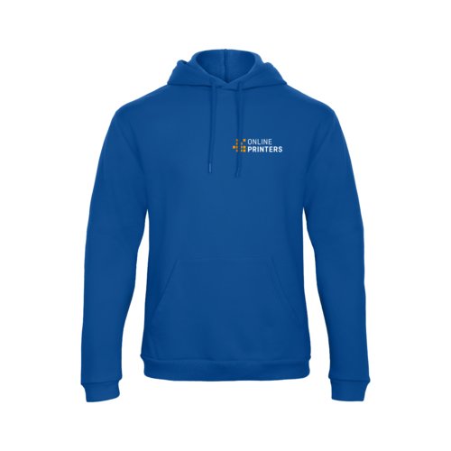 Knigsblauer Hoodie aus Baumwollmischgewebe mit Kapuze und Kngurutasche.