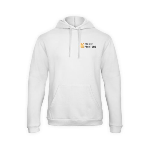 Weier Baumwoll-Polyester-Hoodie mit Kapuze und Kngurutasche.